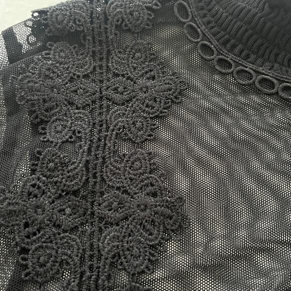 Embroidered Whimsigoth Womens Top 1XL Fairy Grunge Victorian Mesh Festival Boho. - Picture 6 of 9